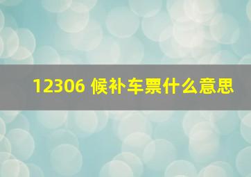 12306 候补车票什么意思